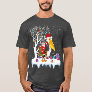 Pelican Bird Lover Xmas Gift Santa Riding T-shirt