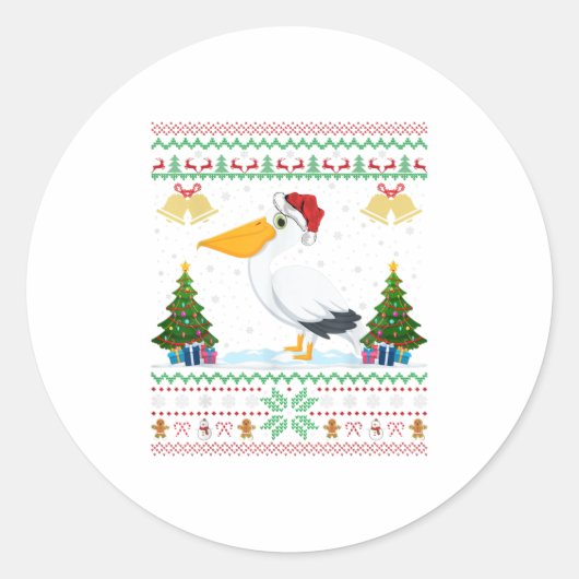 Pelican Bird Lover Xmas Gift Ugly Pelica Ronde Sticker (Voorkant)