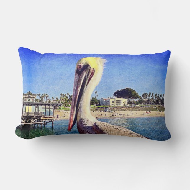 Pelican Bird Ocean Beach Pier Foto Modern Bold Kussen (Voorkant)