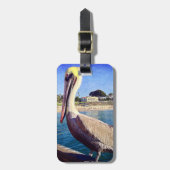 Pelican Bird Photo California Beach Pier Custom Bagagelabel (Voorkant verticaal)