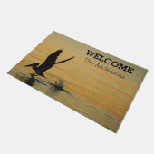 Pelican Bird vliegt op de Sunset Florida Ocean Deurmat (Schuin)