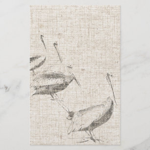 Pelican Birds Linen Stationery Briefpapier