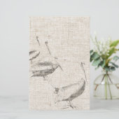 Pelican Birds Linen Stationery Briefpapier (Staand voorkant)