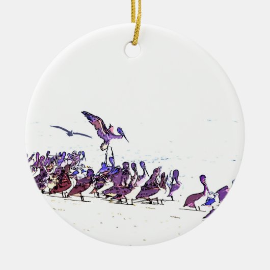 Pelican Birds Wilde Dieren Oceaan Keramisch Ornament (Voorkant)