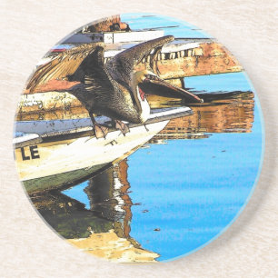 Pelican Birds Wilde Dieren Oceaan Zandsteen Onderzetter