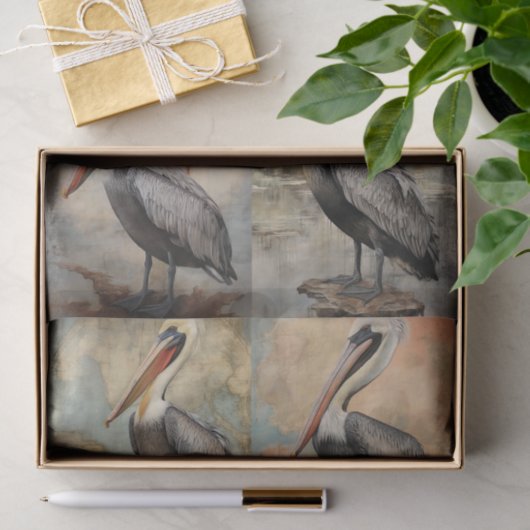 Pelican Collage 1 Decoupage papier (Geschenk)