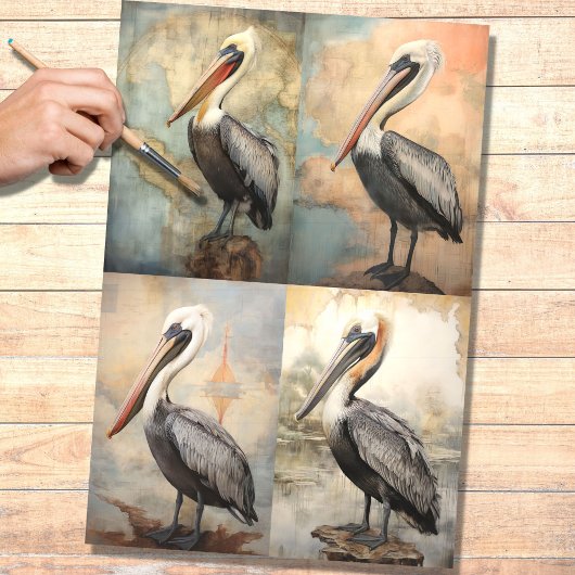 Pelican Collage 1 Decoupage papier