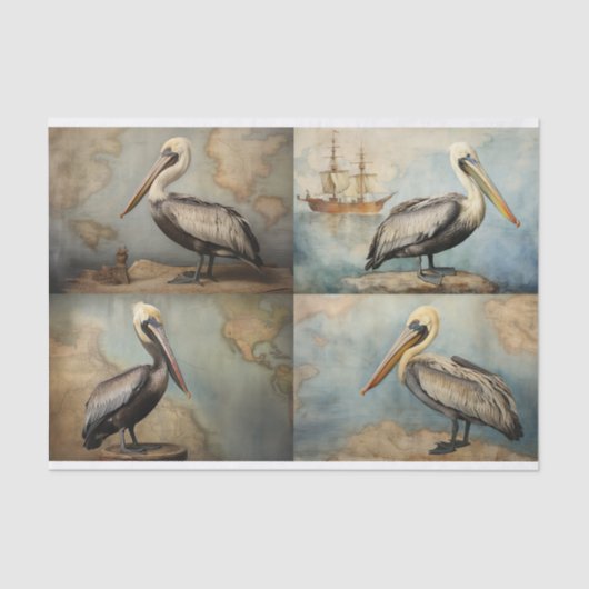 Pelican Collage 2 Decoupage papier (Voorkant)