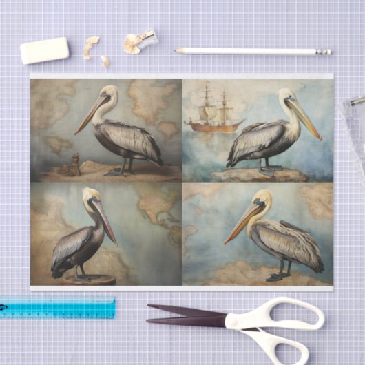 Pelican Collage 2 Decoupage papier (Craft)