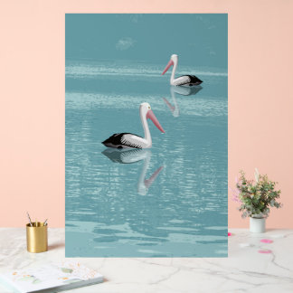 Pelican Couple Paddling op rustig aquawater Acryl Bord