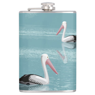 Pelican Couple Paddling op rustig aquawater Heupfles
