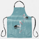 Pelican Couple Paddling op rustig aquawater Schort (Voorkant)