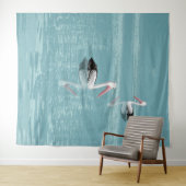 Pelican Couple Paddling op rustig aquawater Wandkleed (In Situ (horizontaal))