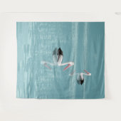 Pelican Couple Paddling op rustig aquawater Wandkleed (Voorkant (horizontaal))