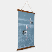Pelican Couple Paddling op rustig blauw water Hangend Wandkleed (Gebogen)
