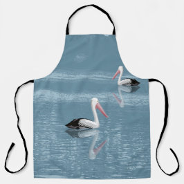Pelican Couple Paddling op rustig blauw water Schort