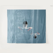 Pelican Couple Paddling op rustig blauw water Wandkleed (Voorkant (horizontaal))