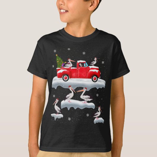 Pelican Driving Kerstmis Red Truck Pelican C T-shirt (Voorkant)