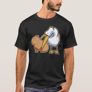 Pelican Eating Capybara Capibara Animal T-shirt