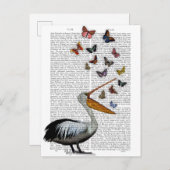 Pelican en Butterflies Briefkaart (Voorkant / Achterkant)