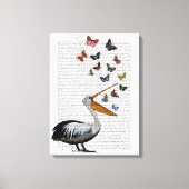 Pelican en Butterflies Canvas Afdruk (Voorkant)