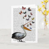 Pelican en Butterflies Kaart (Gele Bloem)