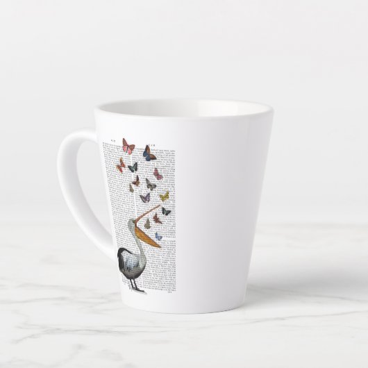 Pelican en Butterflies Latte Mok (Linkerhoek)