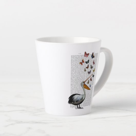 Pelican en Butterflies Latte Mok (Rechterhoek)