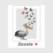 Pelican en Butterflies Sticker (Vel)
