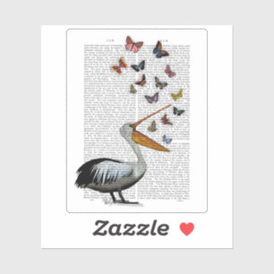 Pelican en Butterflies Sticker