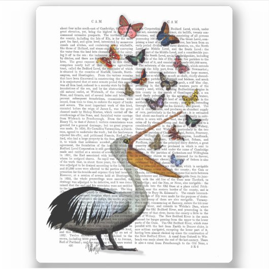 Pelican en Butterflies Sticker (Voorkant)