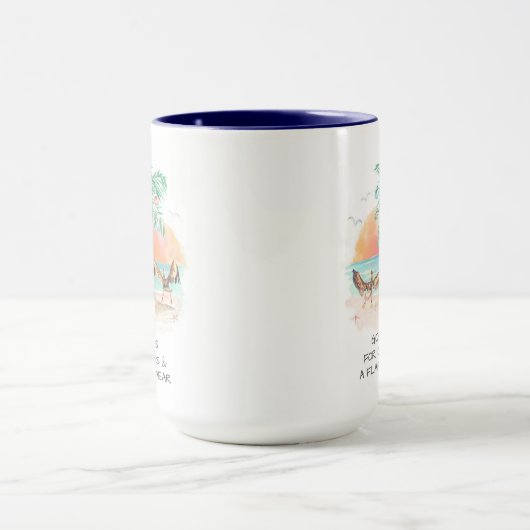 Pelican en Palm Tree Funny Coastal Kerstmis Mok (Midden)