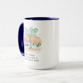 Pelican en Palm Tree Funny Coastal Kerstmis Mok (Voorkant links)