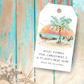 Pelican en Palm Tree tropische kerstmis Cadeaulabel