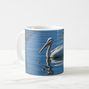 Pelican Floating Calm Blue Water Large Wild Bird Koffiemok