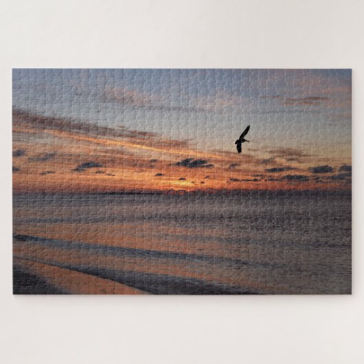 Pelican Flying at Sunrise, Dauphin Island, Alabama Legpuzzel (Horizontaal)