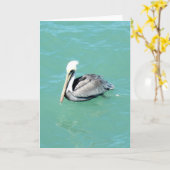 Pelican. Greeting Card Kaart (Gele Bloem)