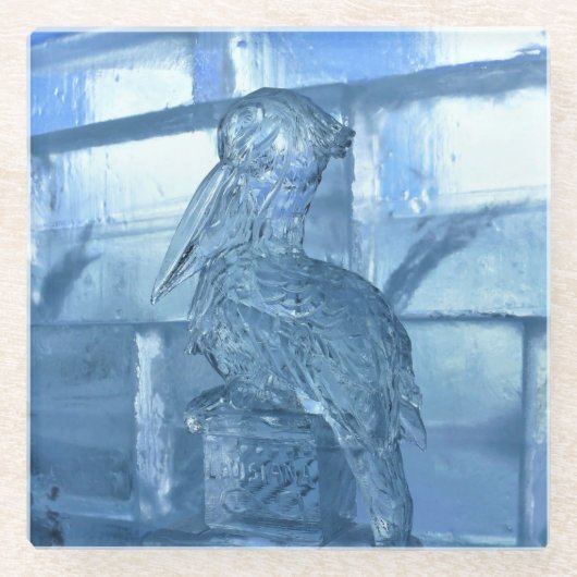 Pelican Ice Sculpture, Quebec, Canada Glazen Onderzetter (Voorkant)