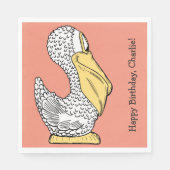 Pelican-illustratie aangepast tekstpapier servette servetten (Voorkant)