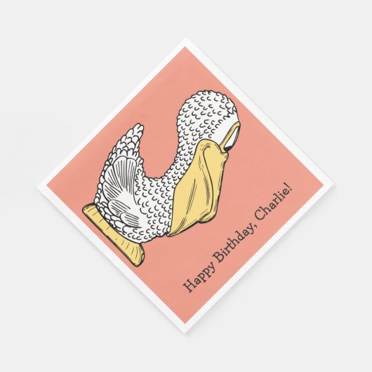 Pelican-illustratie aangepast tekstpapier servette servetten (Hoek)