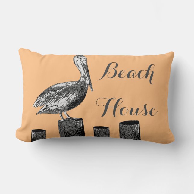 Pelican Illustration Beach House Kussen (Voorkant)