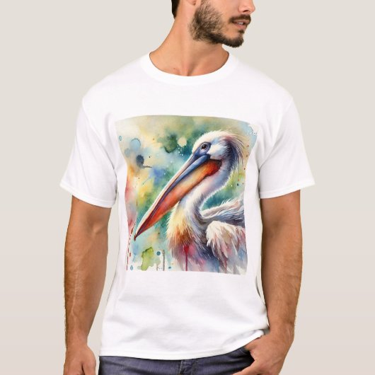 Pelican in Serenity 210724AREF108 - Watercolor T-shirt (Voorkant)