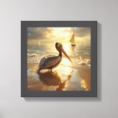 Pelican in the morning glow of sunrise canvas afdruk (Voorkant)
