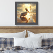 Pelican in the morning glow of sunrise canvas afdruk (Insitu (Slaapkamer))