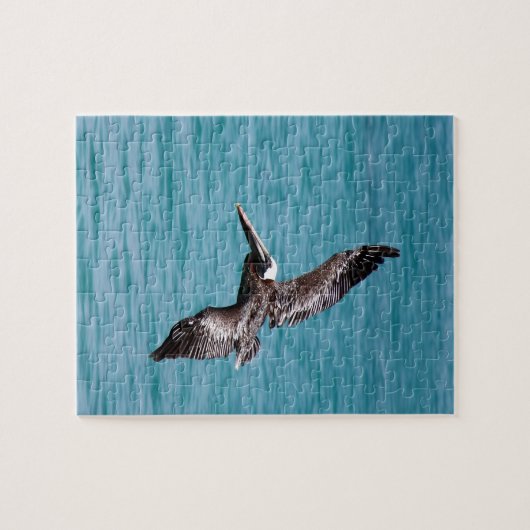 Pelican in vlucht legpuzzel (Horizontaal)