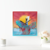 PELICAN ISLAND SUNSET VIERKANTE KLOK (Huis)