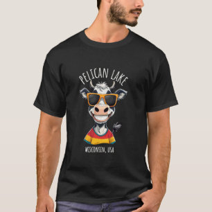 Pelican Lake WI USA Grappige Koe Cartoon Ontwerp T-shirt