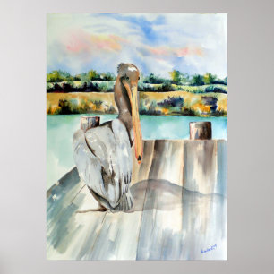 Pelican met een houding poster
