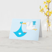 Pelican met een peuter Baby bundel joy Blue Kaart (Gele Bloem)