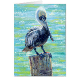 "Pelican on a Pole" Blank Note Kaart